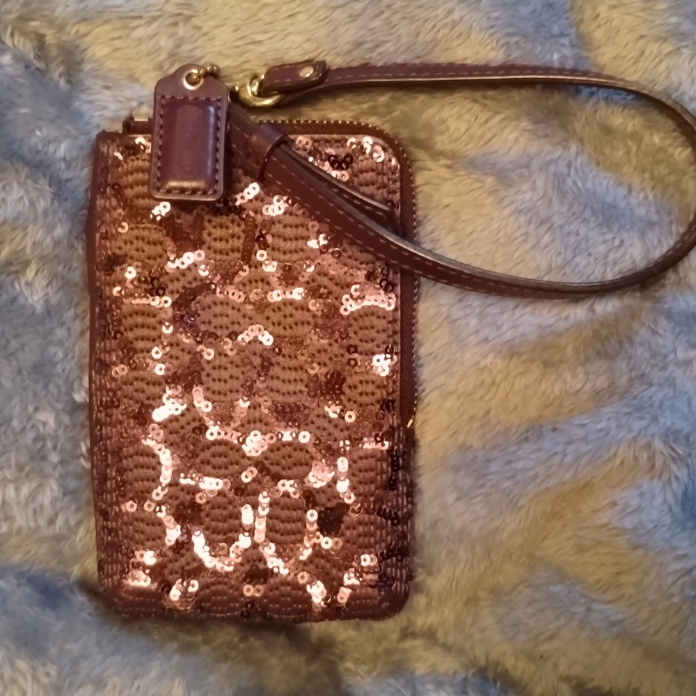 Like New Sequin Plum Coach Coin Purse